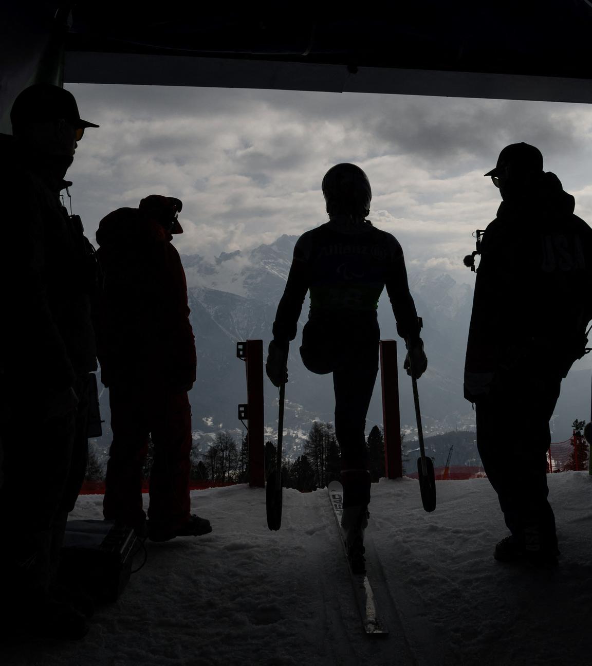 Sportler bei den Paralympics in Italien