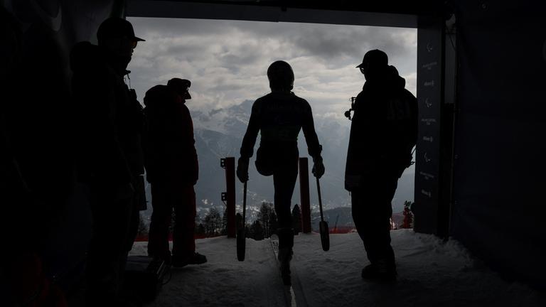 Sportler bei den Paralympics in Italien