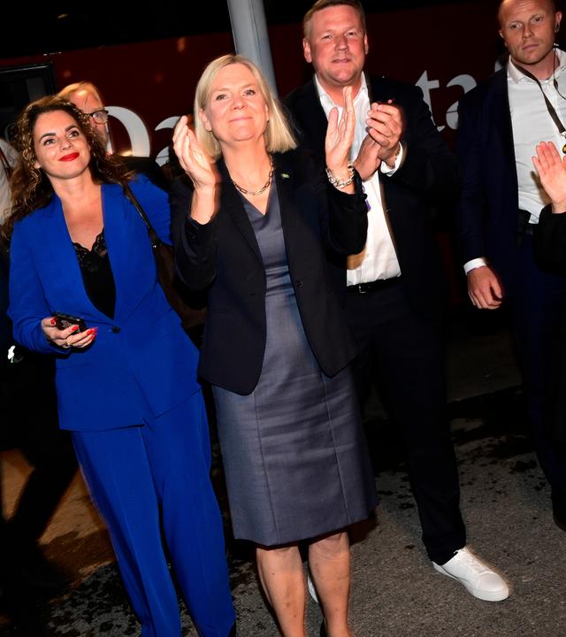 13.09.2026, Schweden, Stockholm: Die Vorsitzende der Sozialdemokraten, Magdalena Andersson, trifft zur Wahlnacht der Partei ein.