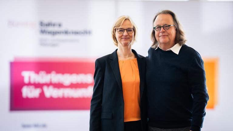 Die neugewählten Landesvorsitzenden des BSW Thüringen Katja Wolf und Gernot Süßmuth 