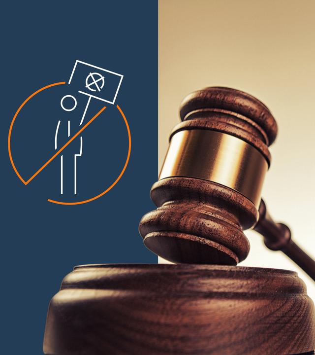 Gerichtshammer und Symbol für Partei