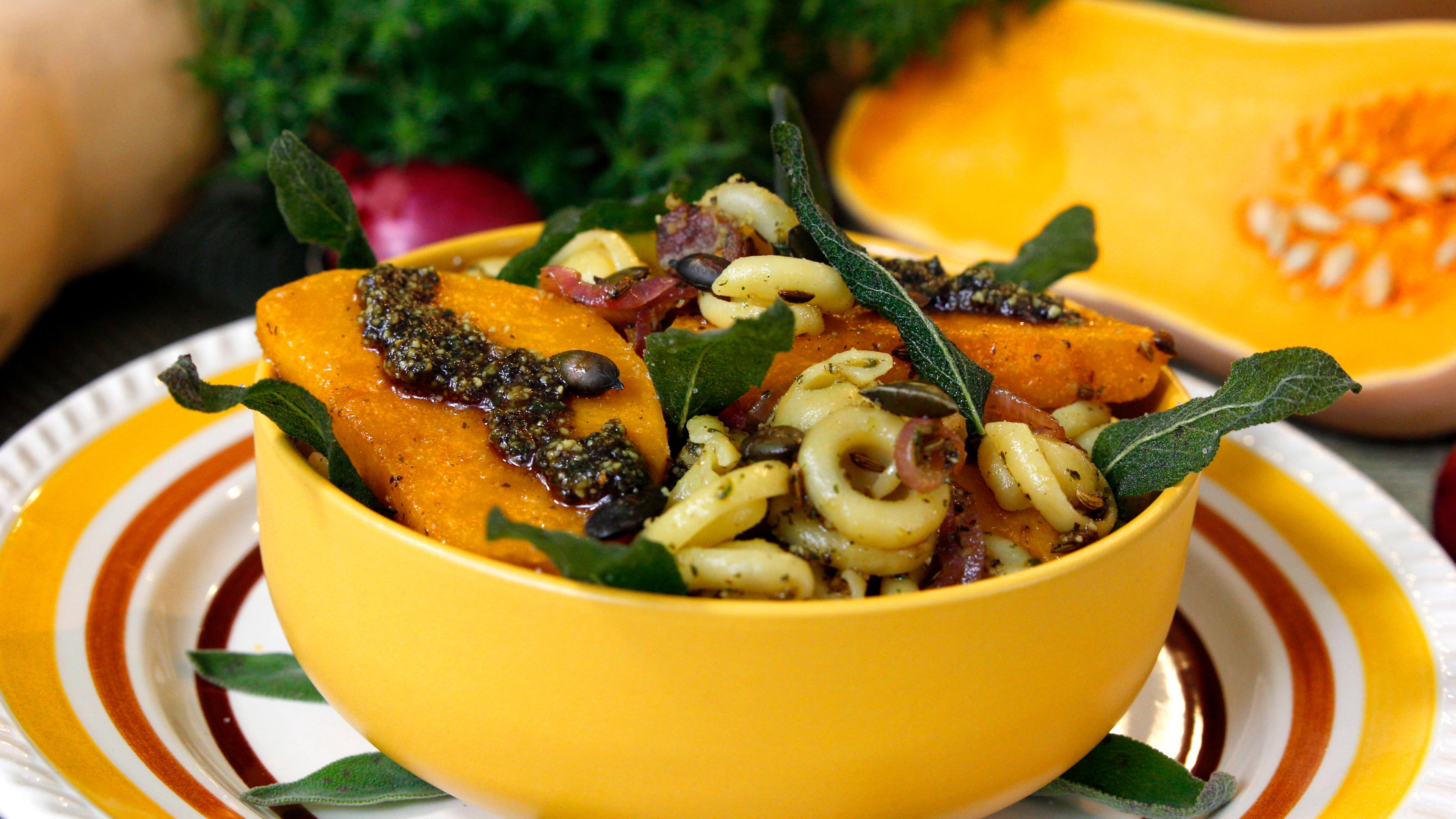 Pasta mit gebratenem Kürbis 
