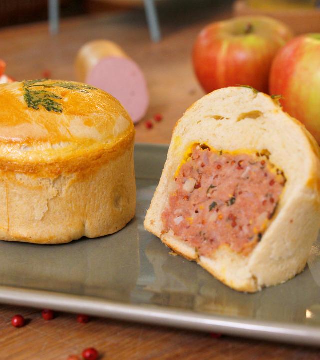 Brioche-Pasteten mit Kalbsleberwurst