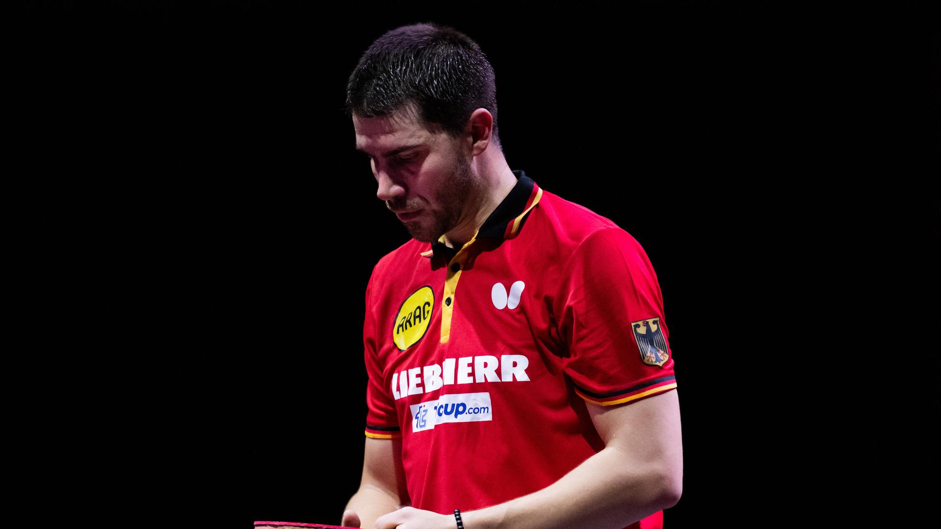 Tischtennisspieler Patrick Franziska reagiert während eines Matches