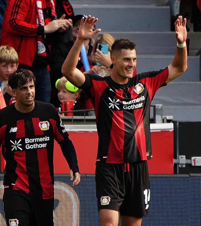 Patrik Schick (Bayer 04 Leverkusen) jubelt. 