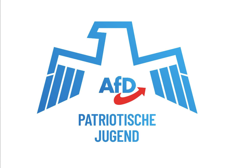 Blauer Adler, auf dem "Patriotische Jugend" steht: Der Logo-Entwurf der künftigen AfD-Jugendorganisation