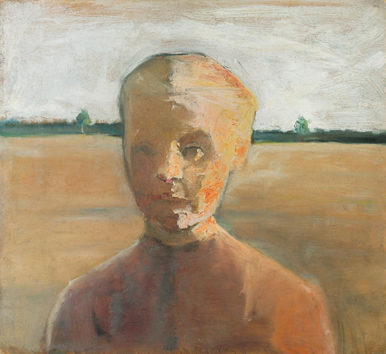 Paula Modersohn-Becker, Brustbild eines Mädchens in der Sonne vor weiter Landschaft, 1897