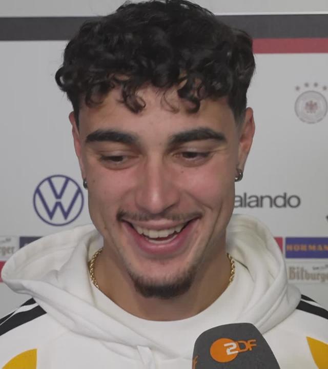 Der deutsche Nationalspieler Aleksandar Pavlović im ZDF Interview vor dem Spiel gegen Griechenland