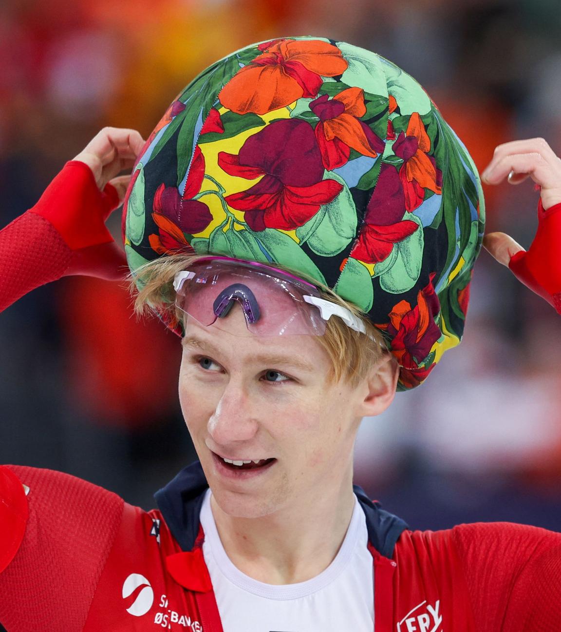 Der norwegische Sieger Peder Kongshaug jubelt nach dem 1500-Meter-Rennen.