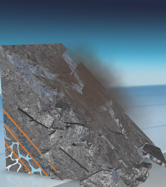 3d-Grafik, Globus, Gebirge, Steinschlag, Katja Horneffer