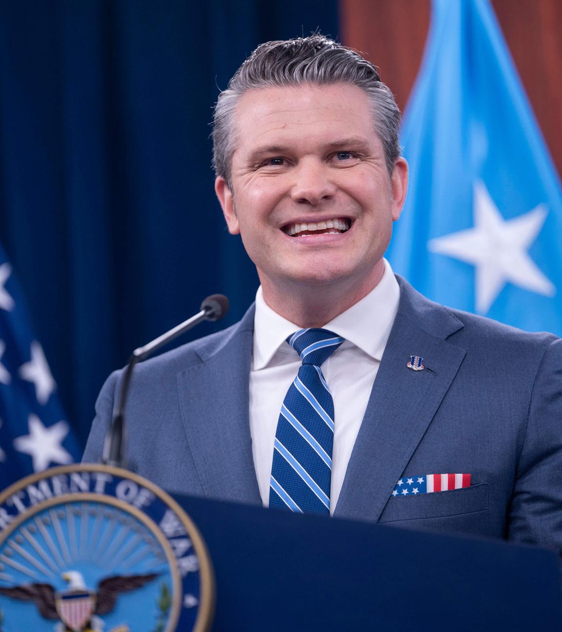 US-Verteidigungsminister Pete Hegseth während einer Pressekonferenz im Pentagon.