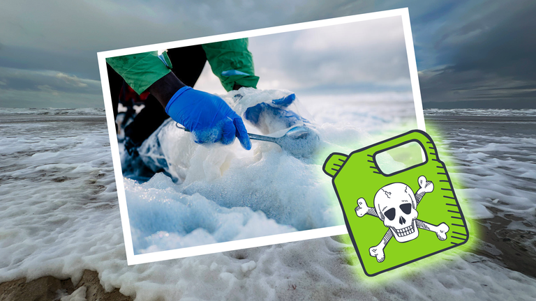 Schaumberge im Meer, Probenentnahme und Grafik von Gift