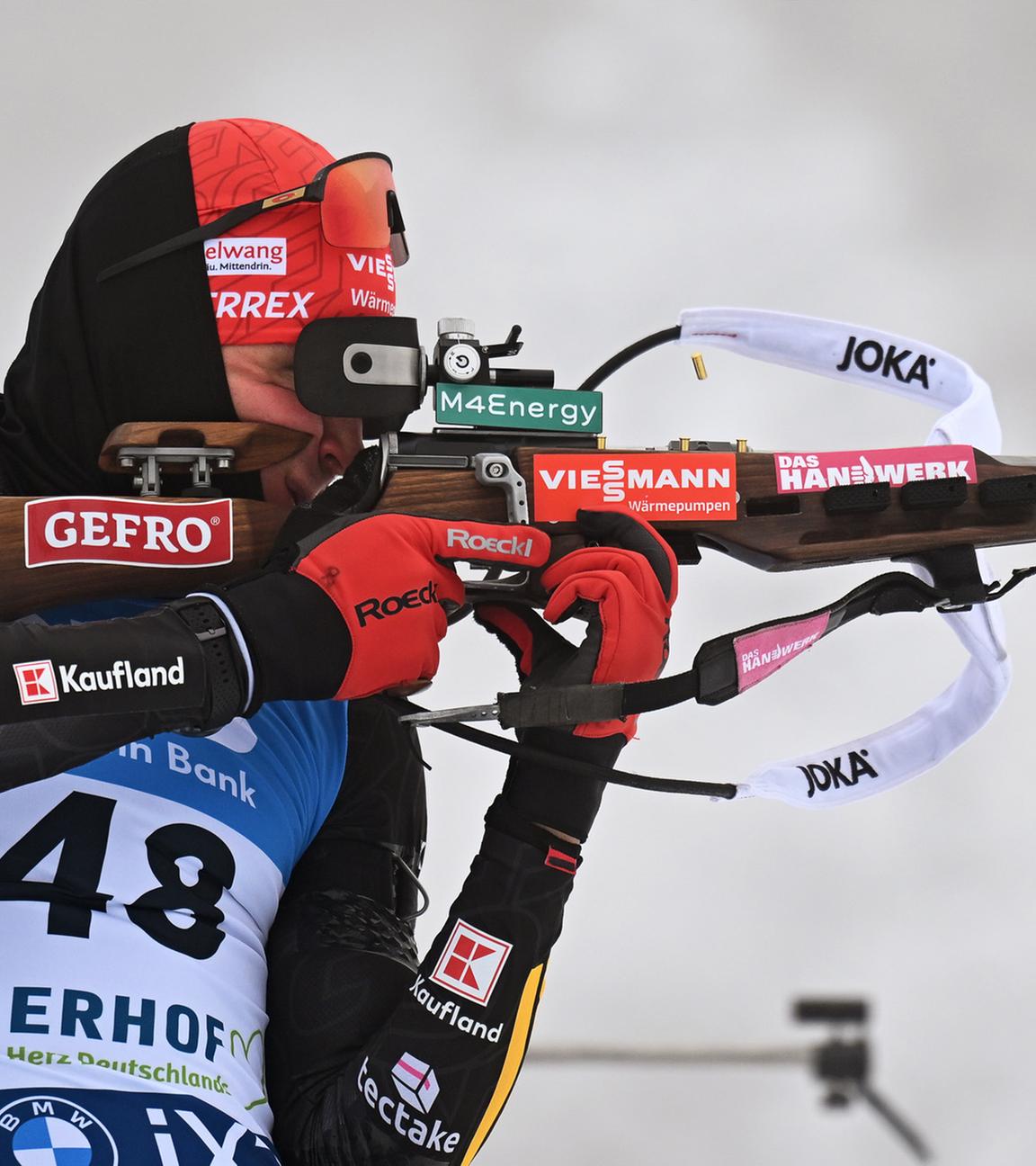 Deutschlands Philipp Nawrath startet beim 10-km-Sprint der Männer im IBU-Biathlon-Weltcup in Oberhof (Thüringen) am 8. Januar 2026.