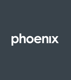 Das Logo von phoenix auf dunklem Hintergrund.