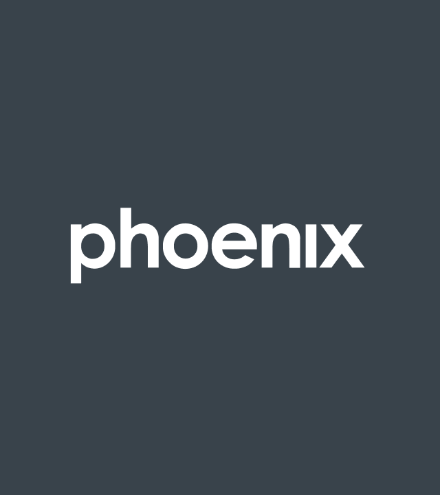Das Logo von phoenix auf dunklem Hintergrund.
