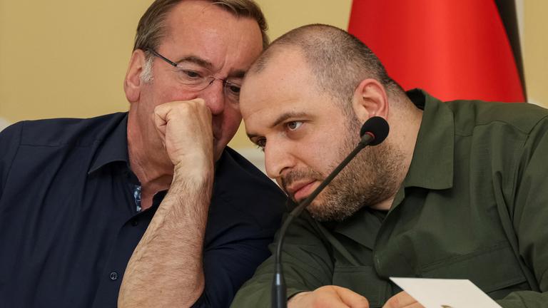 Ukraine's Defence Minister Rustem Umerov meets with German Defence Minister Boris Pistorius, amid Russia's attack on Ukraine, in Odesa, Ukraine May 30, 2024. 