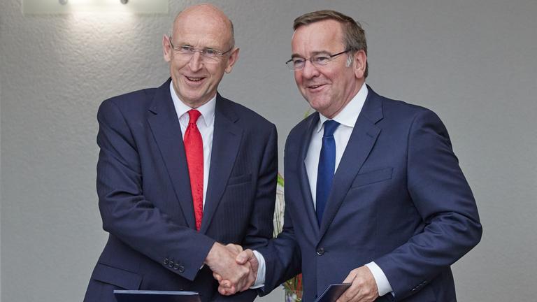 Bundesverteidigungsminister Boris Pistorius empfängt britischen Amtskollegen John Healey.