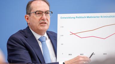 Bundesinnenminister Dobrindt stellt die Statistik der politisch motiviertem Kriminalität für das vergangene Jahr vor.