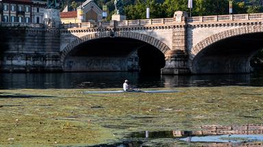 Der Fluss Po leidet nicht nur unter Niedrigwasser, sondern auch Algenwuchs.