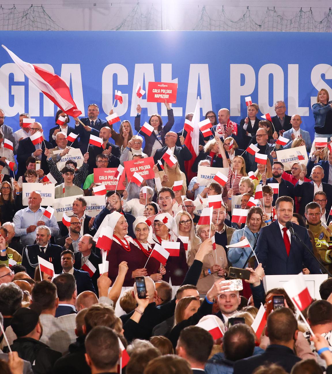 Trzaskoswki in der Wahlnacht in Sandomierz