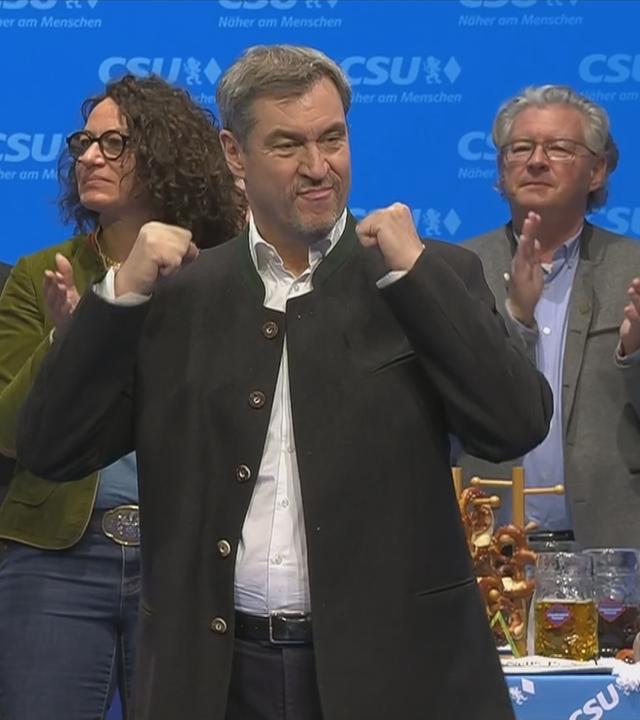 Markus Söder hält eine Rede beim politischen Aschermittwoch in Passau.