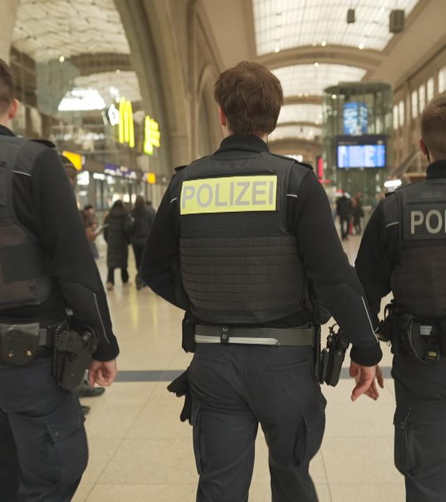 Polizei im Hauptbahnhof Leipzig