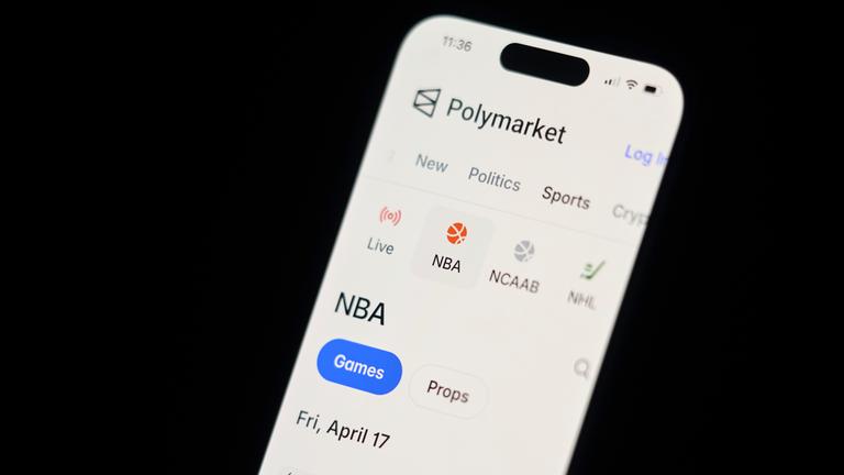 Die Polymarket-Website auf einem Smartphone