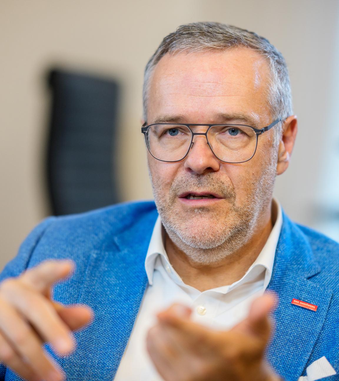 Jörg Dittrich, Präsident des Zentralverband des Deutschen Handwerks ZDH, bei einem Interview mit der dpa Deutsche Presse-Agentur GmbH am 15.07.2025 in Berlin.