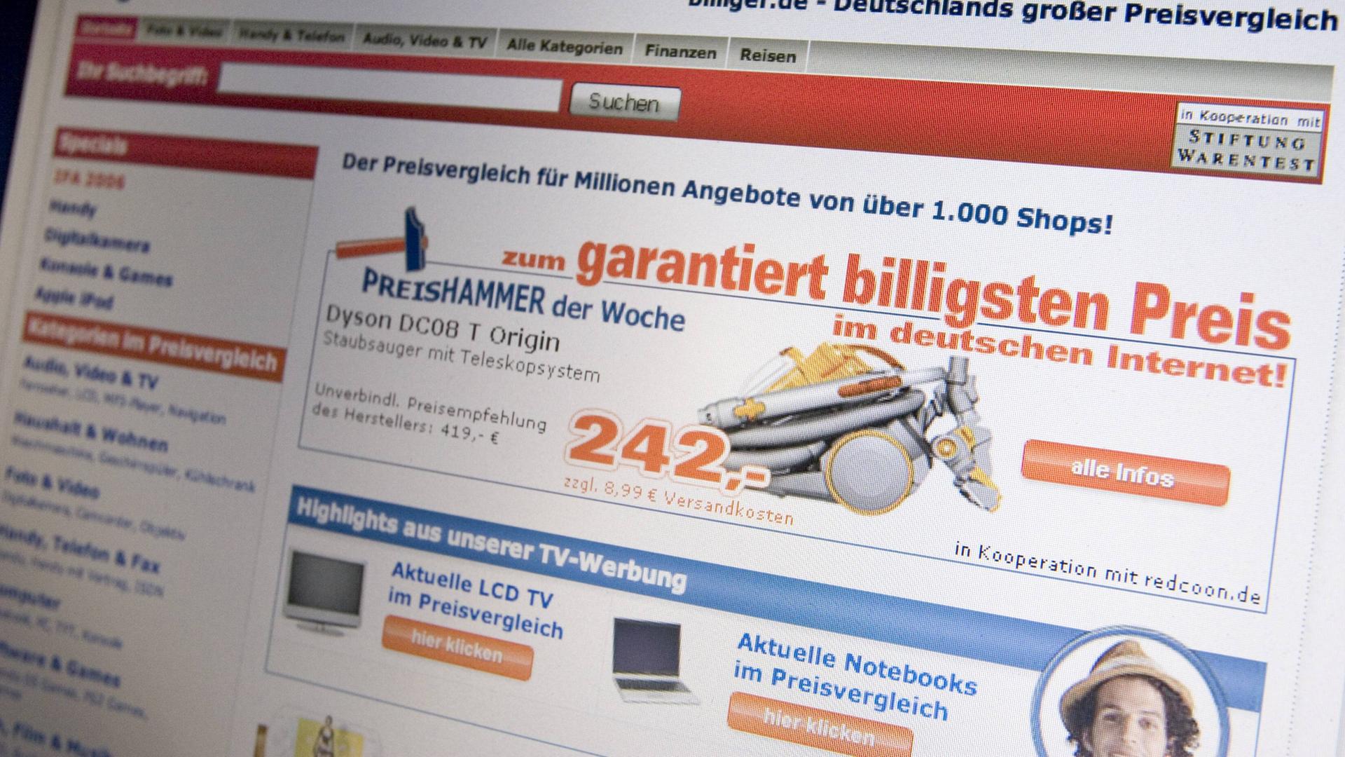 Website von billiger.de