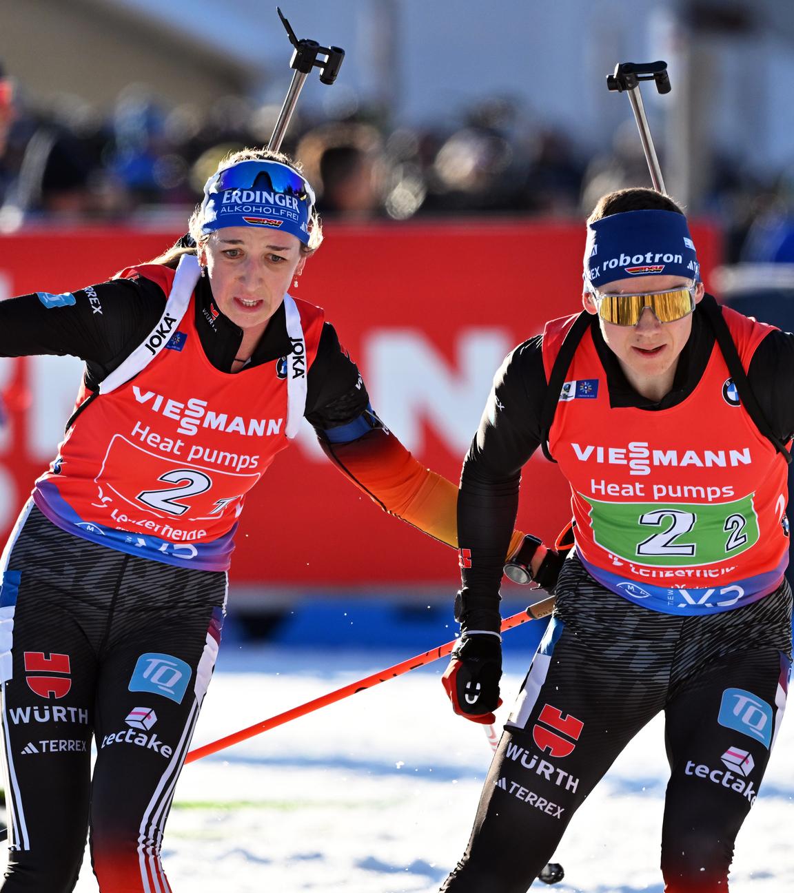 Franziska Preuß und Justus Strelow bei der WM-Single-Mixed-Staffel 