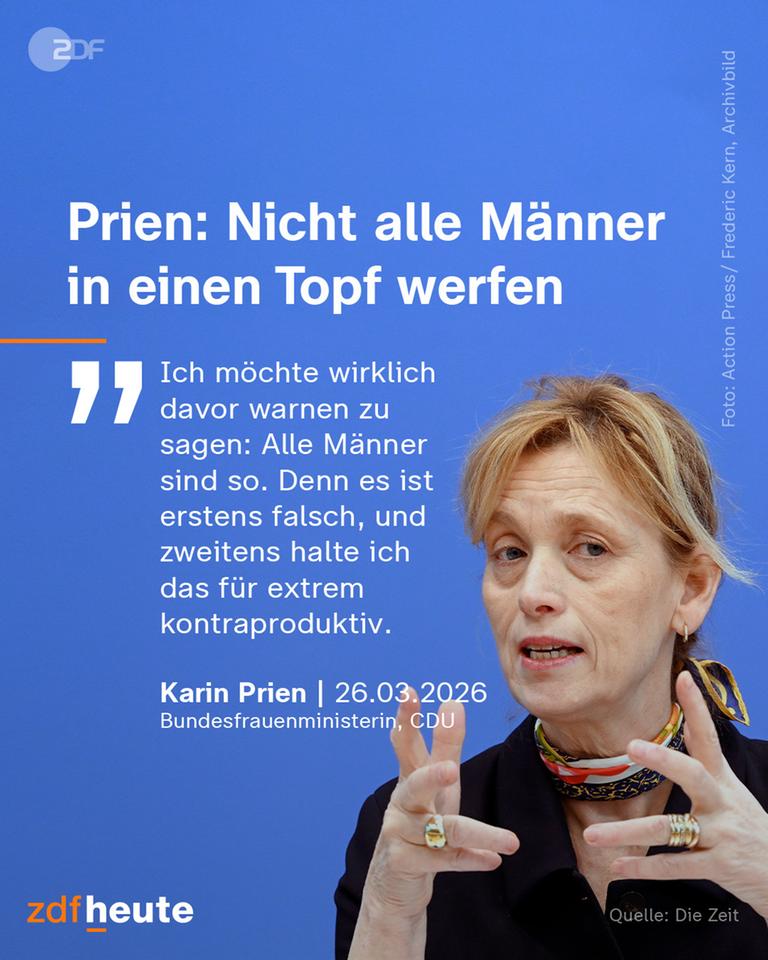 Prien: „Ich möchte wirklich davor warnen zu sagen: Alle Männer sind so. Denn es ist erstens falsch, und zweitens halte ich das für extrem kontraproduktiv.“