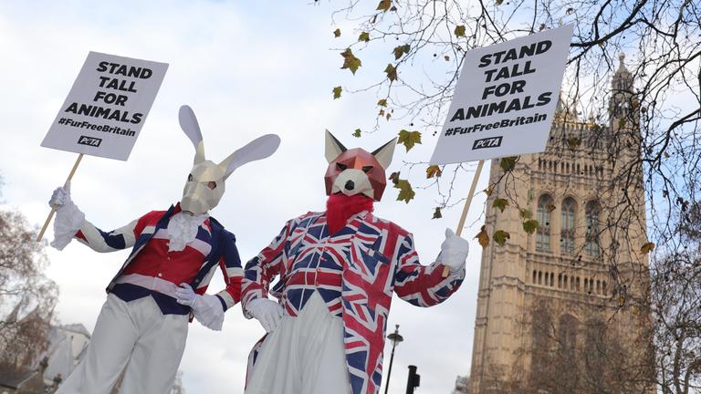 Mitglieder der Tierrechtsorganisation Peta demonstrieren in London