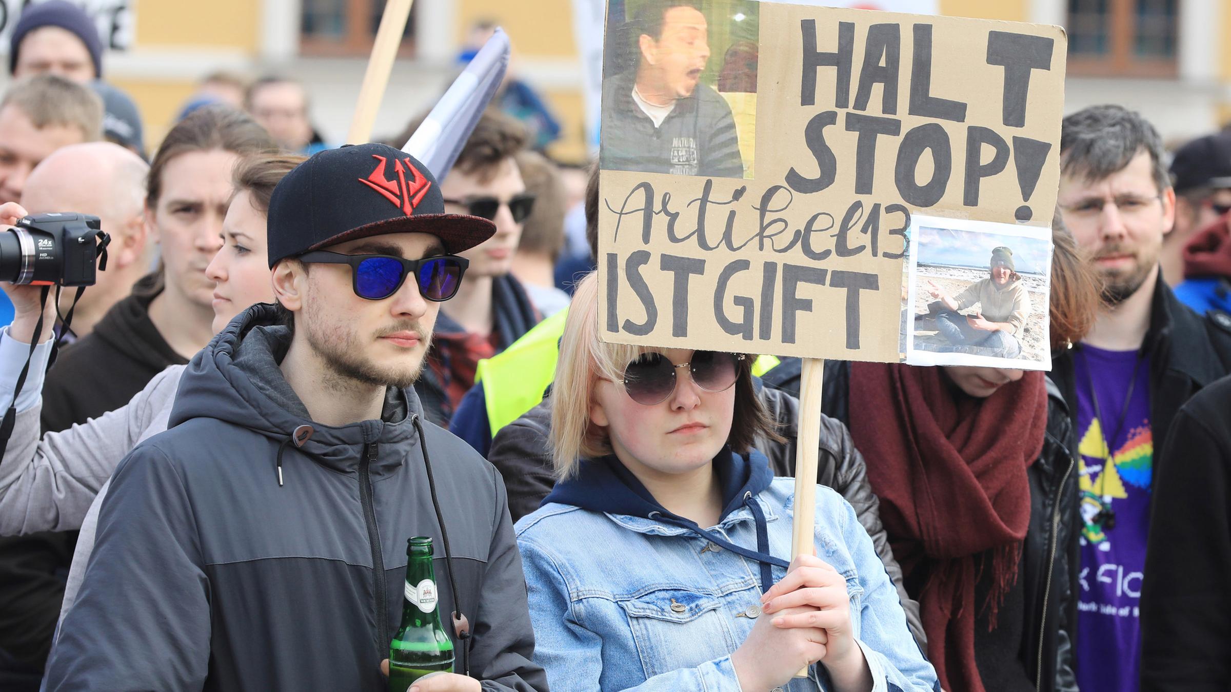 Proteste gegen das neue Urheberrecht am 23.03.2019 in Magdeburg