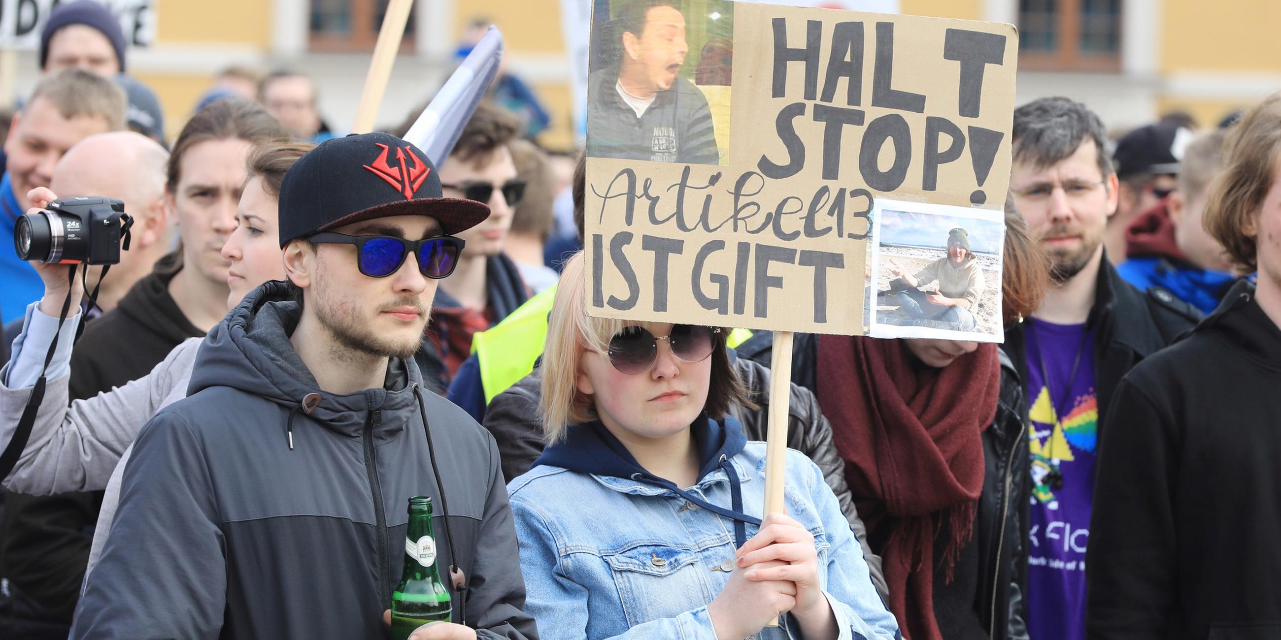 Proteste gegen das neue Urheberrecht am 23.03.2019 in Magdeburg
