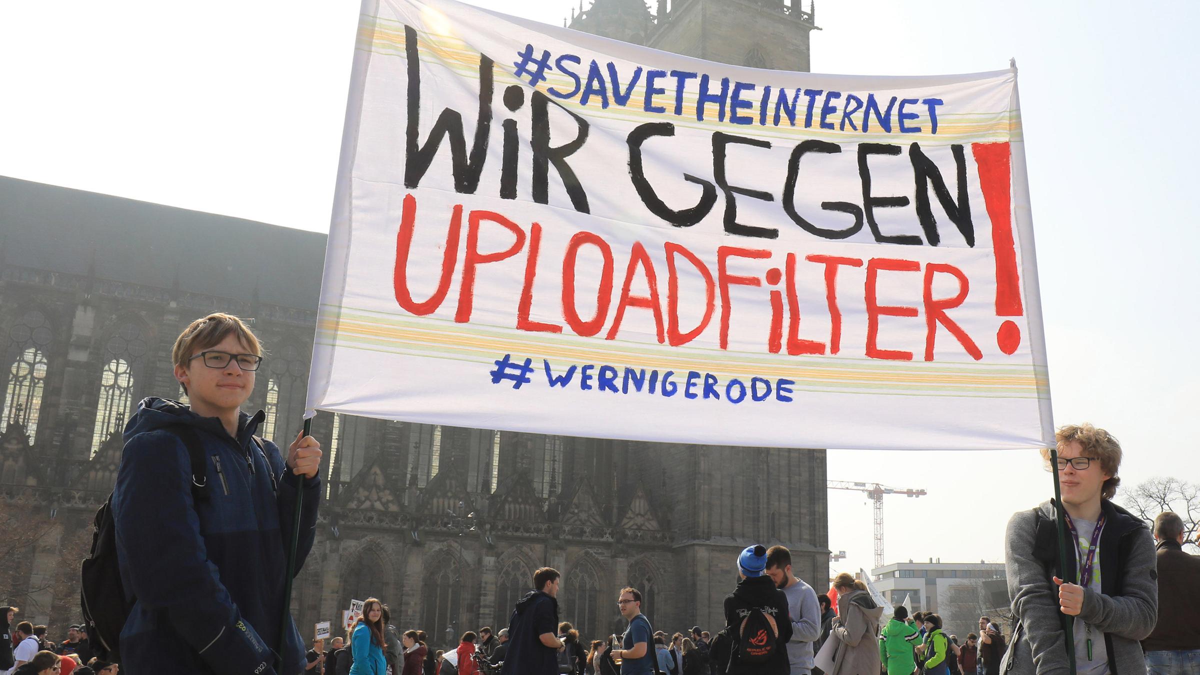 Proteste gegen das neue Urheberrecht am 23.03.2019 in Magdeburg
