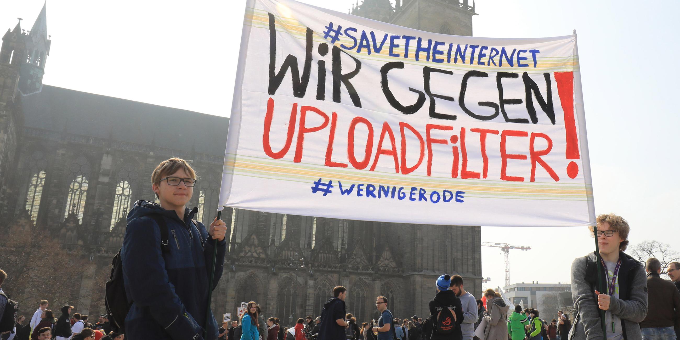 Proteste gegen das neue Urheberrecht am 23.03.2019 in Magdeburg