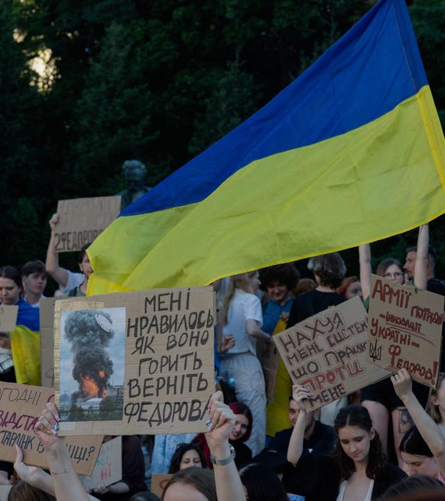 Protest gegen die Entlassung des ukrainischen Verteidigungsministers Fedorow