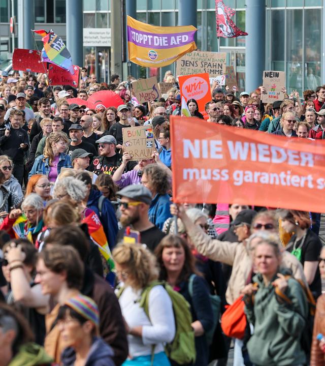 Demontrationen des Demokratiefestivals in Magdeburg
