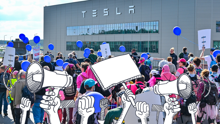 Protest gegen Tesla - Grünheide