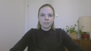China-Expertin Eva Seiwert per Videocall aus ihrem Home Office dazugeschaltet.