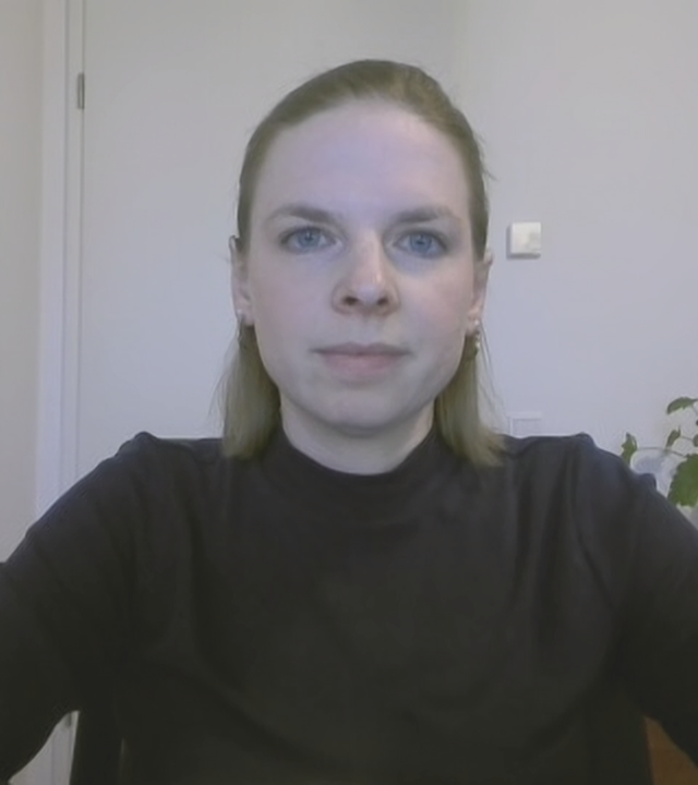 China-Expertin Eva Seiwert per Videocall aus ihrem Home Office dazugeschaltet.