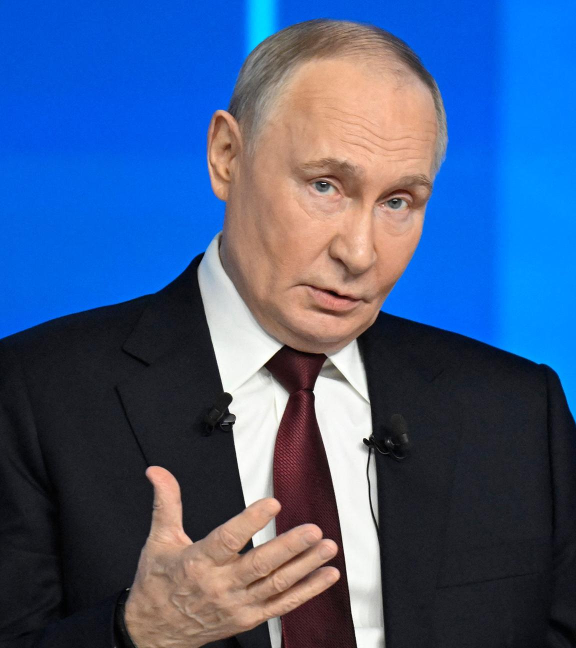 Der russische Präsident Wladimir Putin hält seine jährliche Pressekonferenz zum Jahresende am 19. Dezember 2025 in Moskau ab.