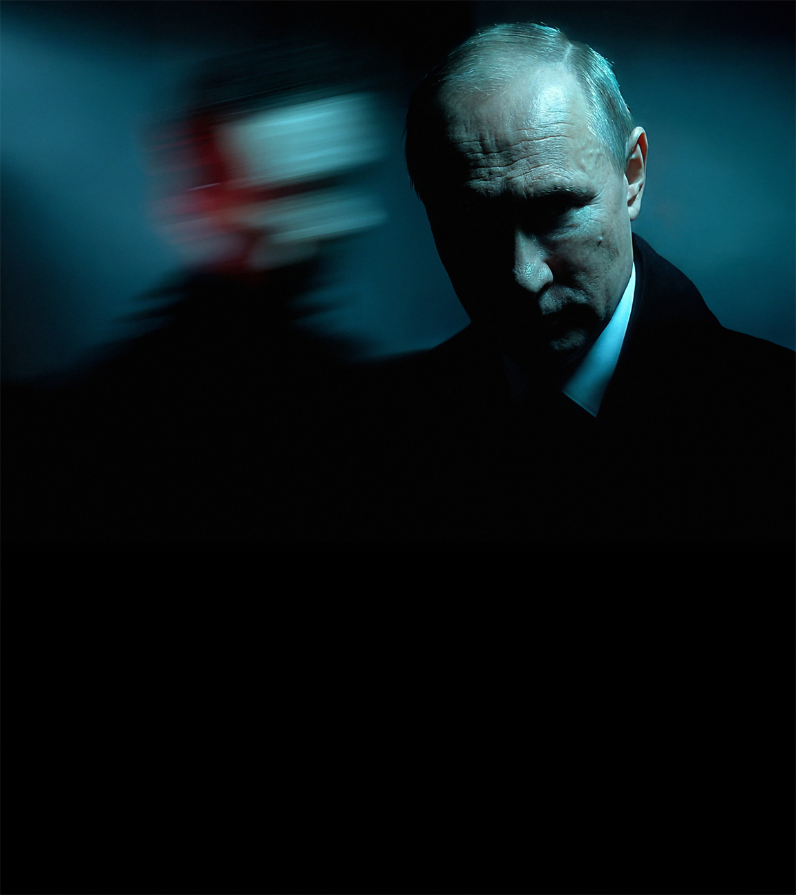 Putin mit einem Schatten im Hintergrund