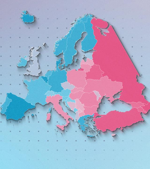 Europa-Karte mit der Lage queerer Rechte