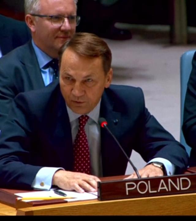 Polens Außenminister Radoslaw Sikorski spricht während der UN-Generaldebatte in New York.