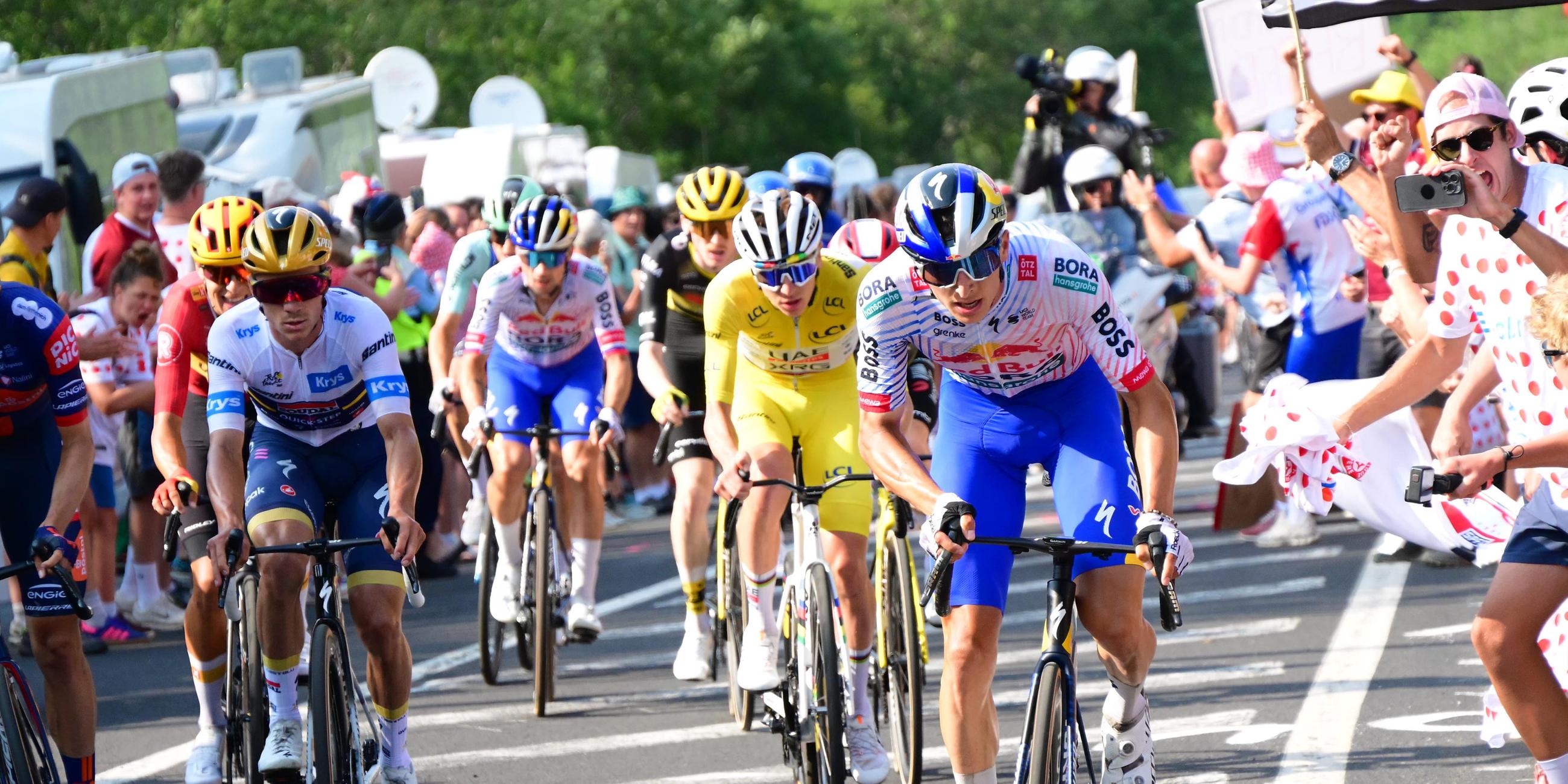 Remco Evenepoel, Tadej Pogacar und Florian Lipowitz
