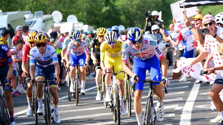 Remco Evenepoel, Tadej Pogacar und Florian Lipowitz