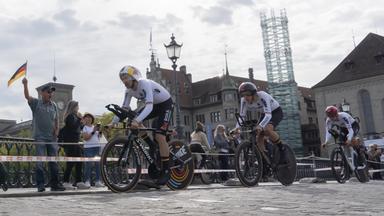 Schweiz, Zürich: Radsport: Weltmeisterschaft, Zeitfahren, Mixed-Team, Marco Brenner, Miguel Heidemann und Maximilian Schachmann in Aktion