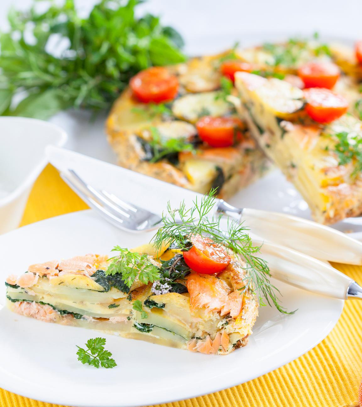 Tortilla mit Räucherlachs und Spinat