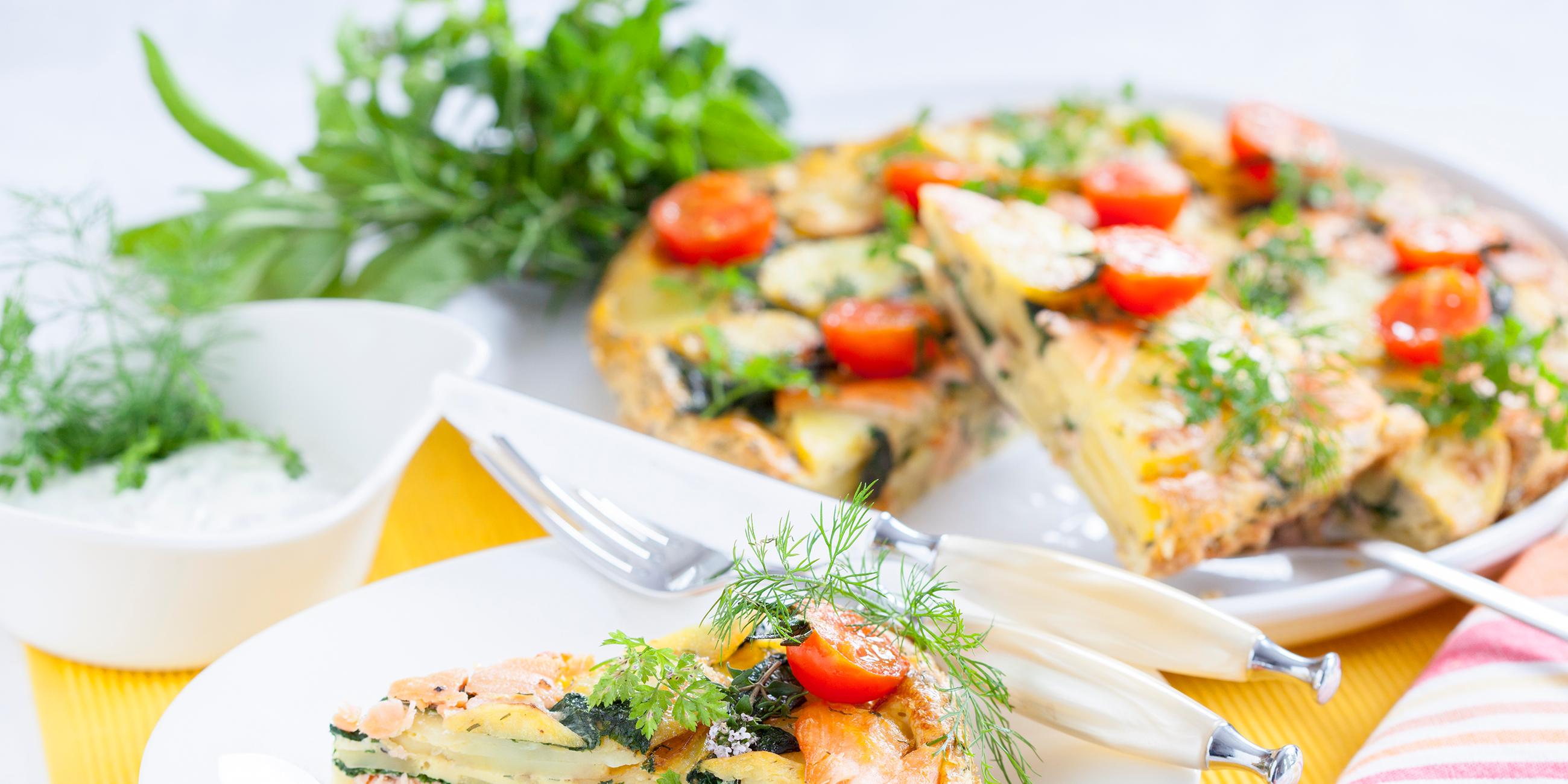 Tortilla mit Räucherlachs und Spinat